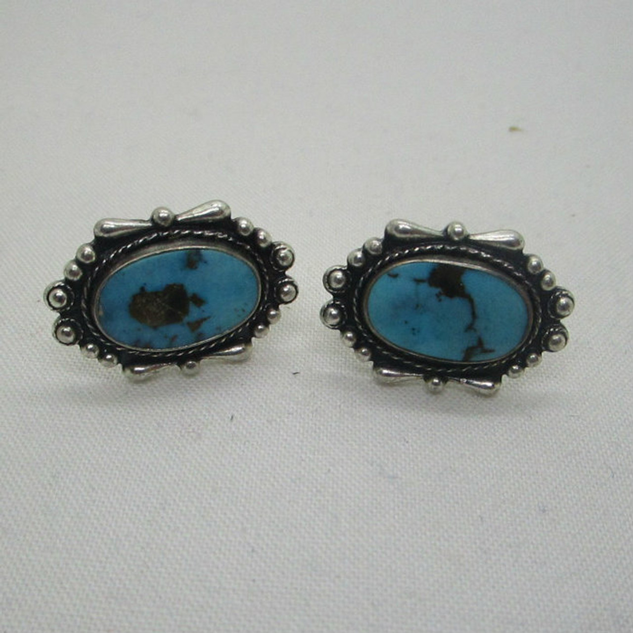 Sterling Silver Turquoise Screw Back Earrings